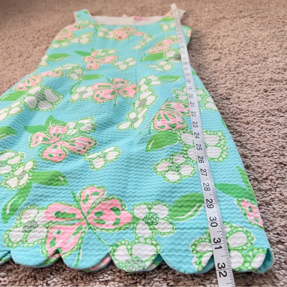 Lilly Pulitzer Nina Tootie Pink Green Scalloped Hem Floral Dress Women's Size 2 - Picture 4 of 13